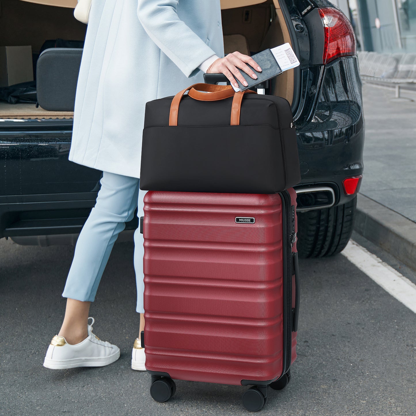 MIUSSE 5 Piece Luggage Set Expandable Hardside Luggage Sets with TSA Lock Spinner Wheels Poloycarbonate Carry On Luggage Suitcase