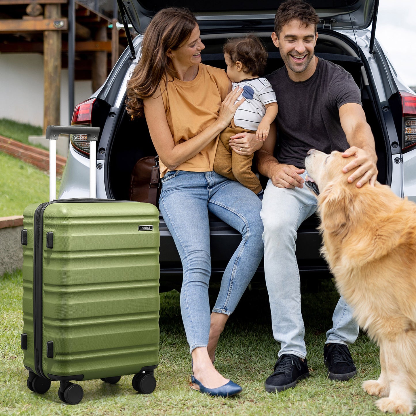 MIUSSE Luggage Sets 3 Piece, 20 Inch Carry On Luggage with Wheels, 100% PC Hardshell Suitcase with TSA Lock, Carry On Suitcases Airline Approved With Travel Backpack for Men Women