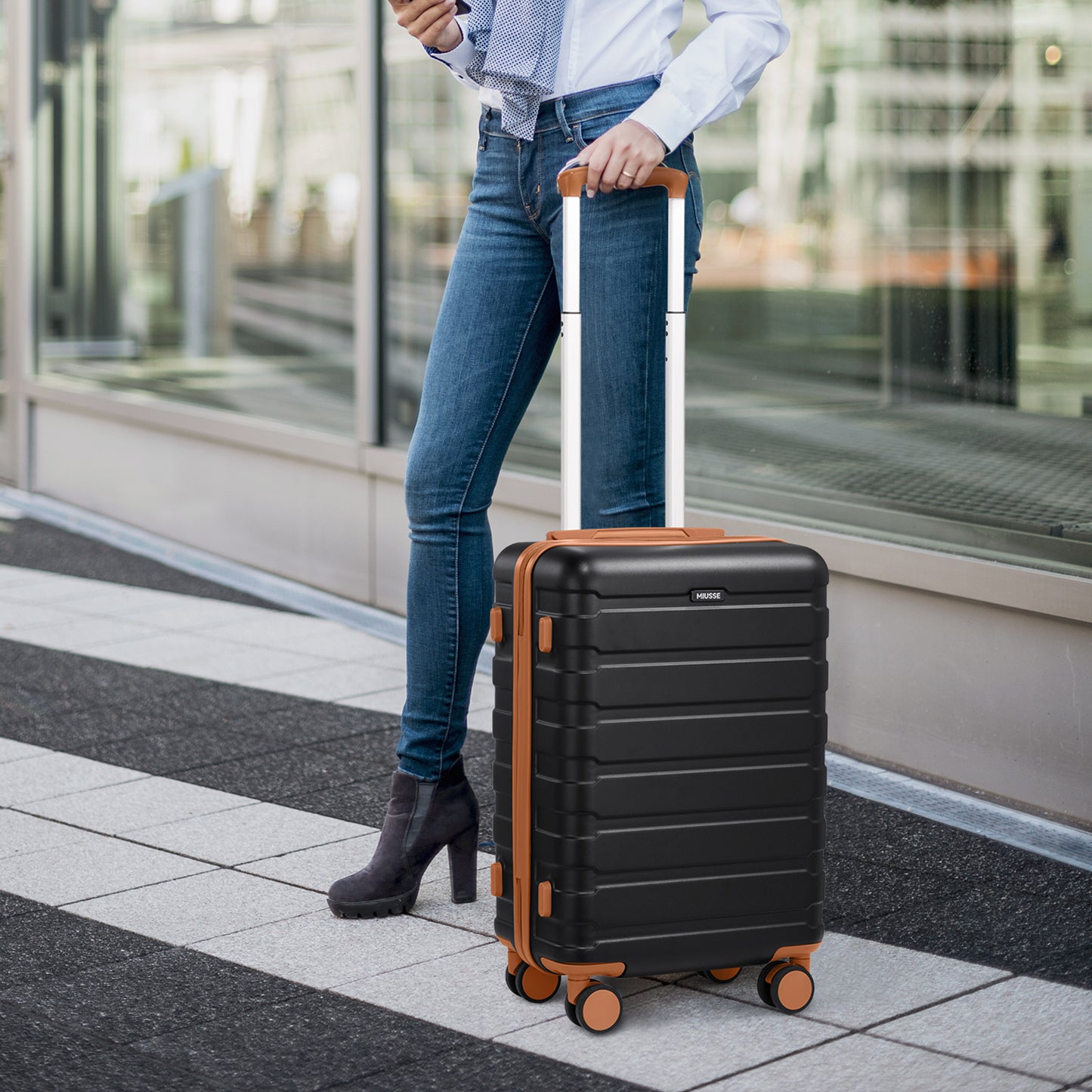 MIUSSE Hard Shell Luggage Sets 3 Piece, Luggage with Backpack Set, 20 Inch Hardside Suitcase with Spinner Wheels and TSA Lock, Carry On Suitcase With Travel Backpack for Men Women