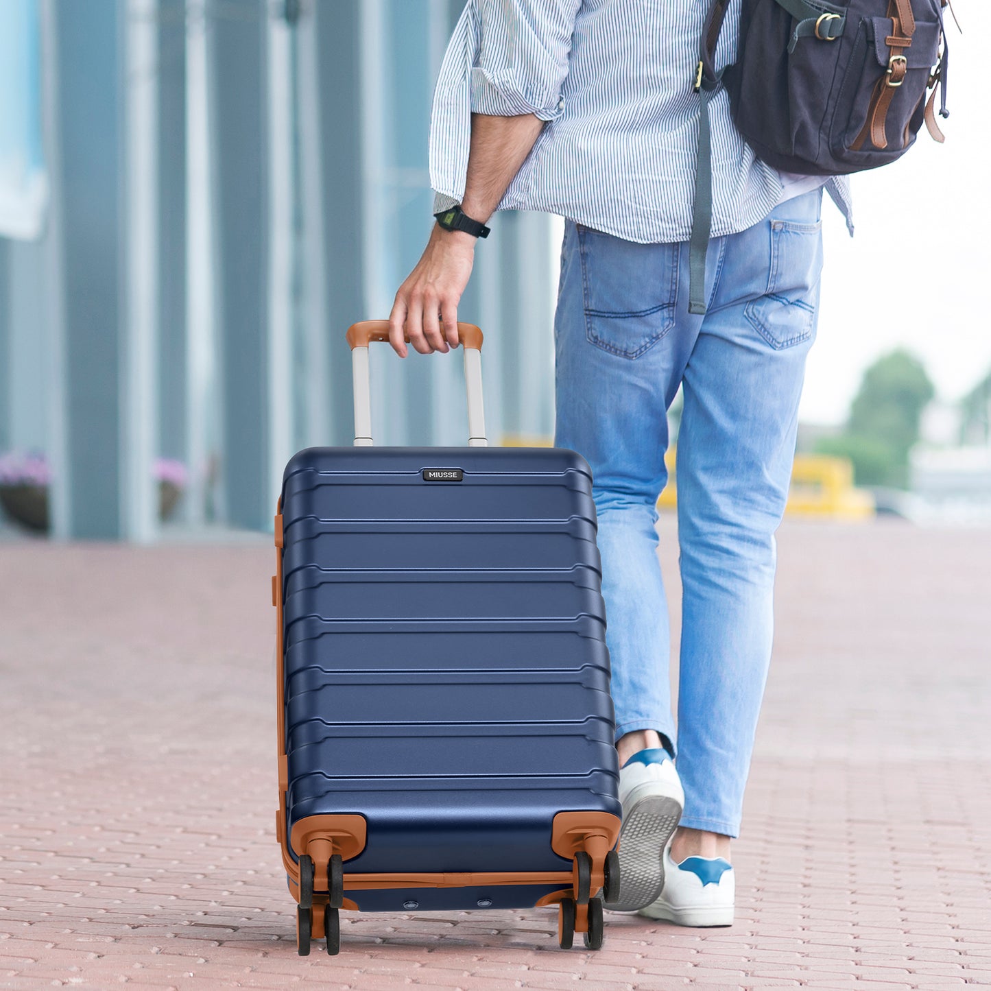 MIUSSE Hard Shell Luggage Sets 3 Piece, Luggage with Backpack Set, 20 Inch Hardside Suitcase with Spinner Wheels and TSA Lock, Carry On Suitcase With Travel Backpack for Men Women