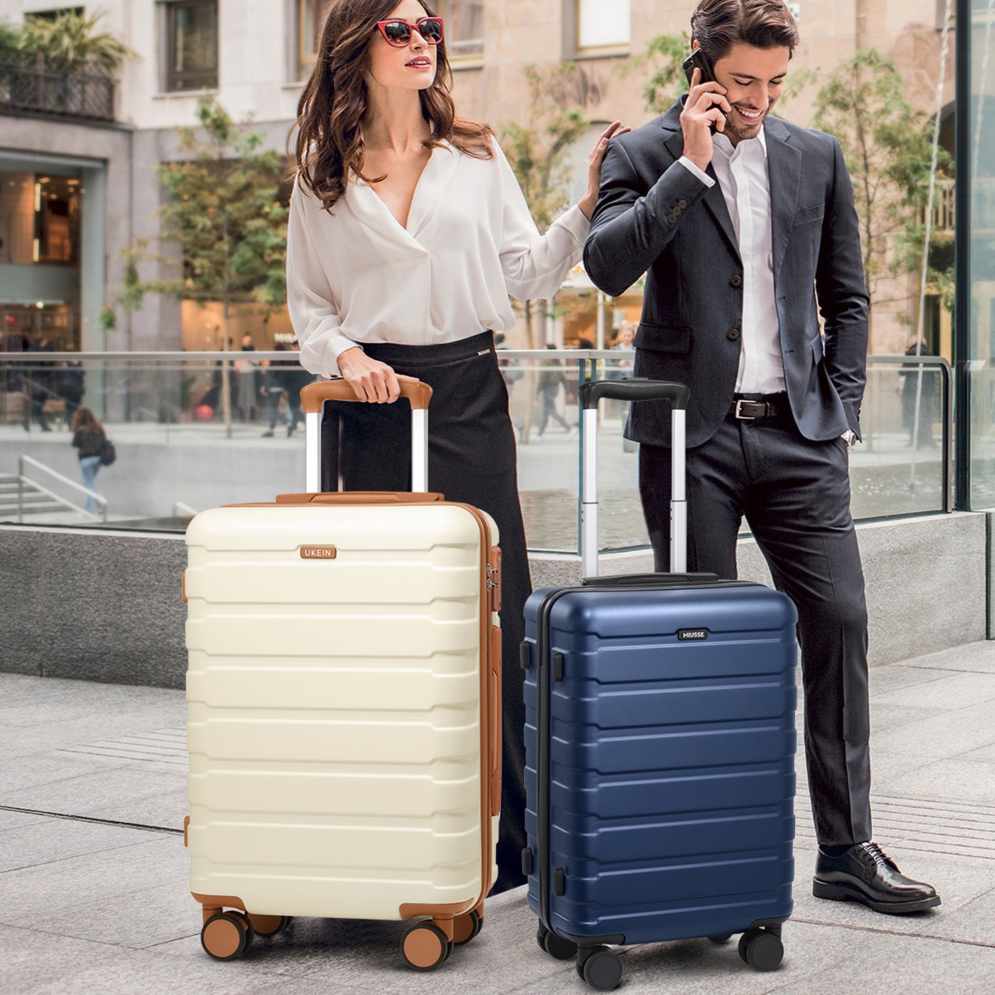 MIUSSE Hardshell Luggage Sets 3 Pieces, Hardside Lightweight Suitcase with Spinner Wheels and TSA Lock, Blue Luggage Set 20in24in28in