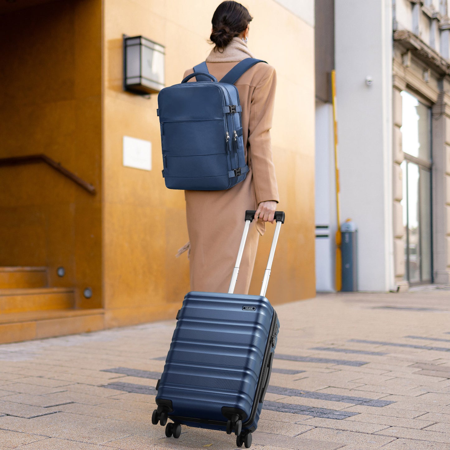 MIUSSE Luggage Sets 3 Piece, 20 Inch Carry On Luggage with Wheels, 100% PC Hardshell Suitcase with TSA Lock, Carry On Suitcases Airline Approved With Travel Backpack for Men Women