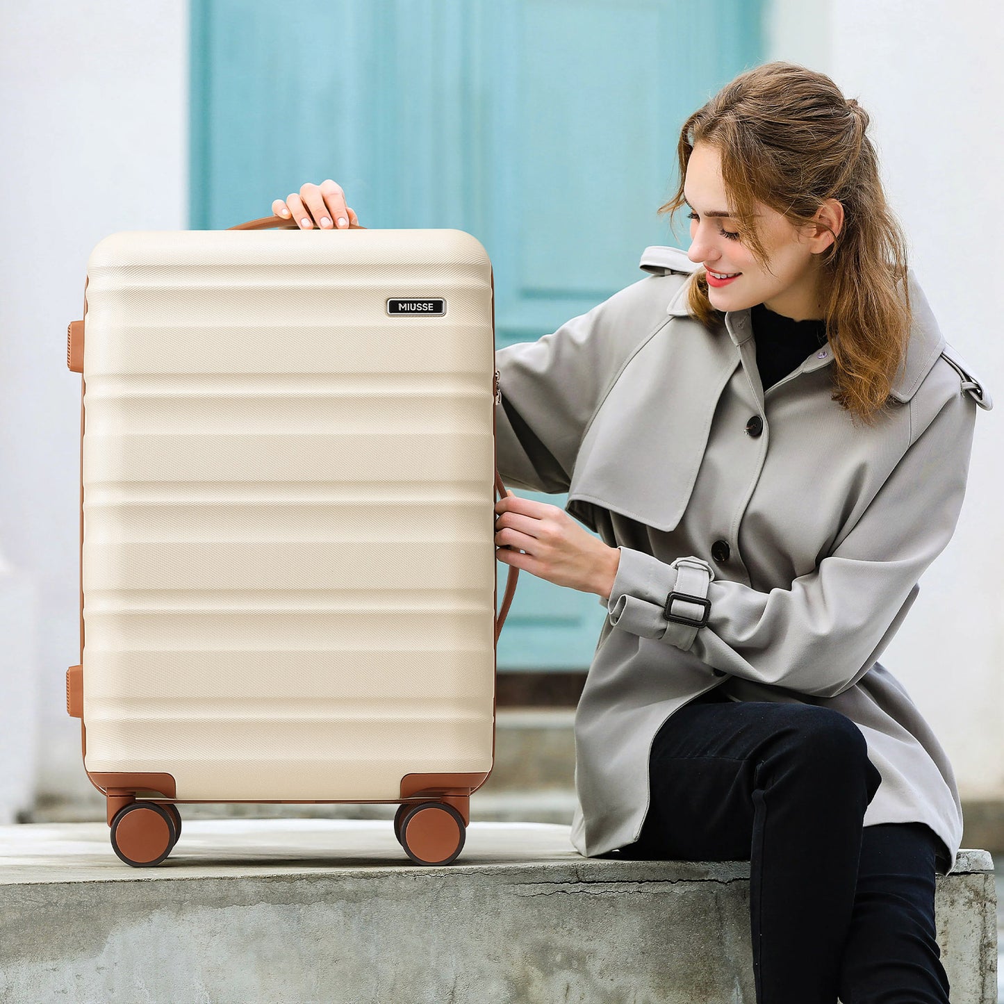 MIUSSE Luggage Sets 3 Piece, 20 Inch Carry On Luggage with Wheels, 100% PC Hardshell Suitcase with TSA Lock, Carry On Suitcases Airline Approved With Travel Backpack for Men Women