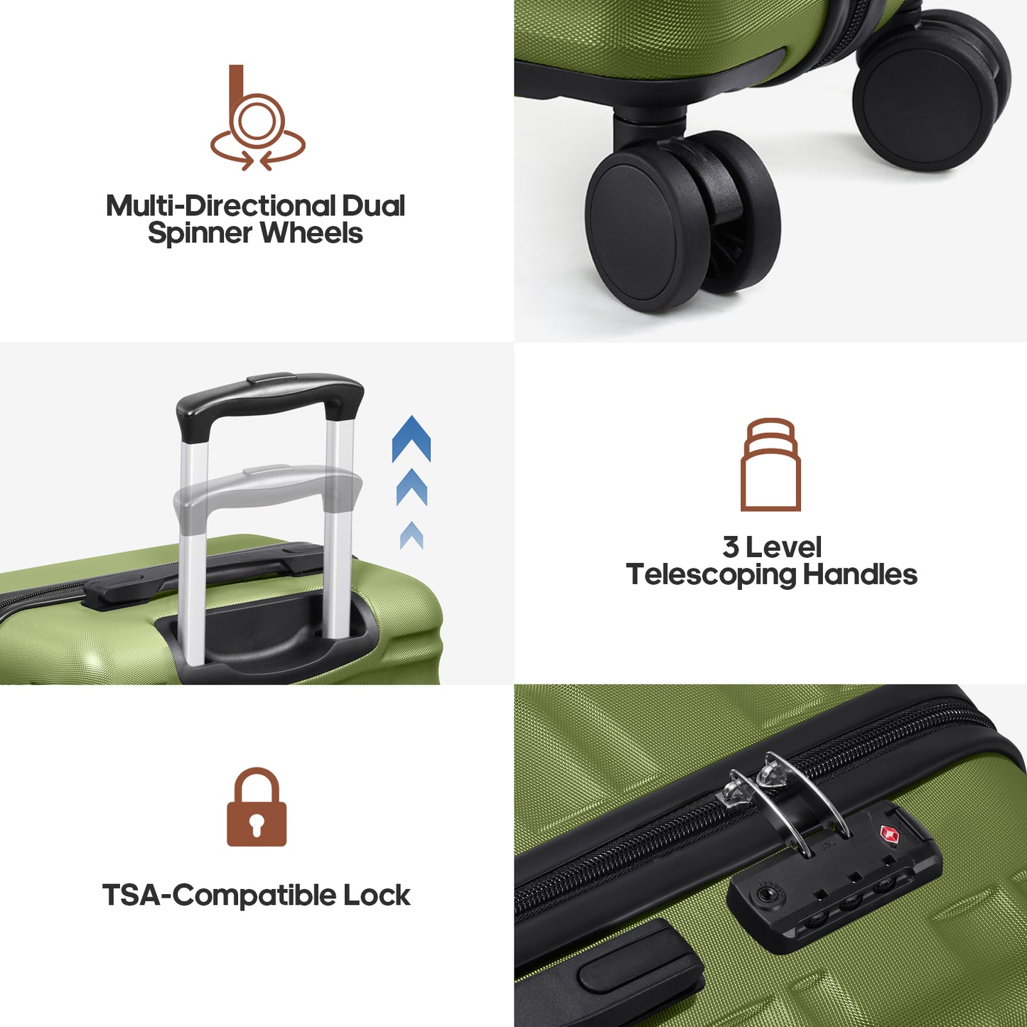 MIUSSE Carry On Luggae for Airplane, 20 Inch Carry On Suitcase with Spinner Wheels and TSA Lock, Hard Shell Luggage Sets 3 Piece with Travel Backpack