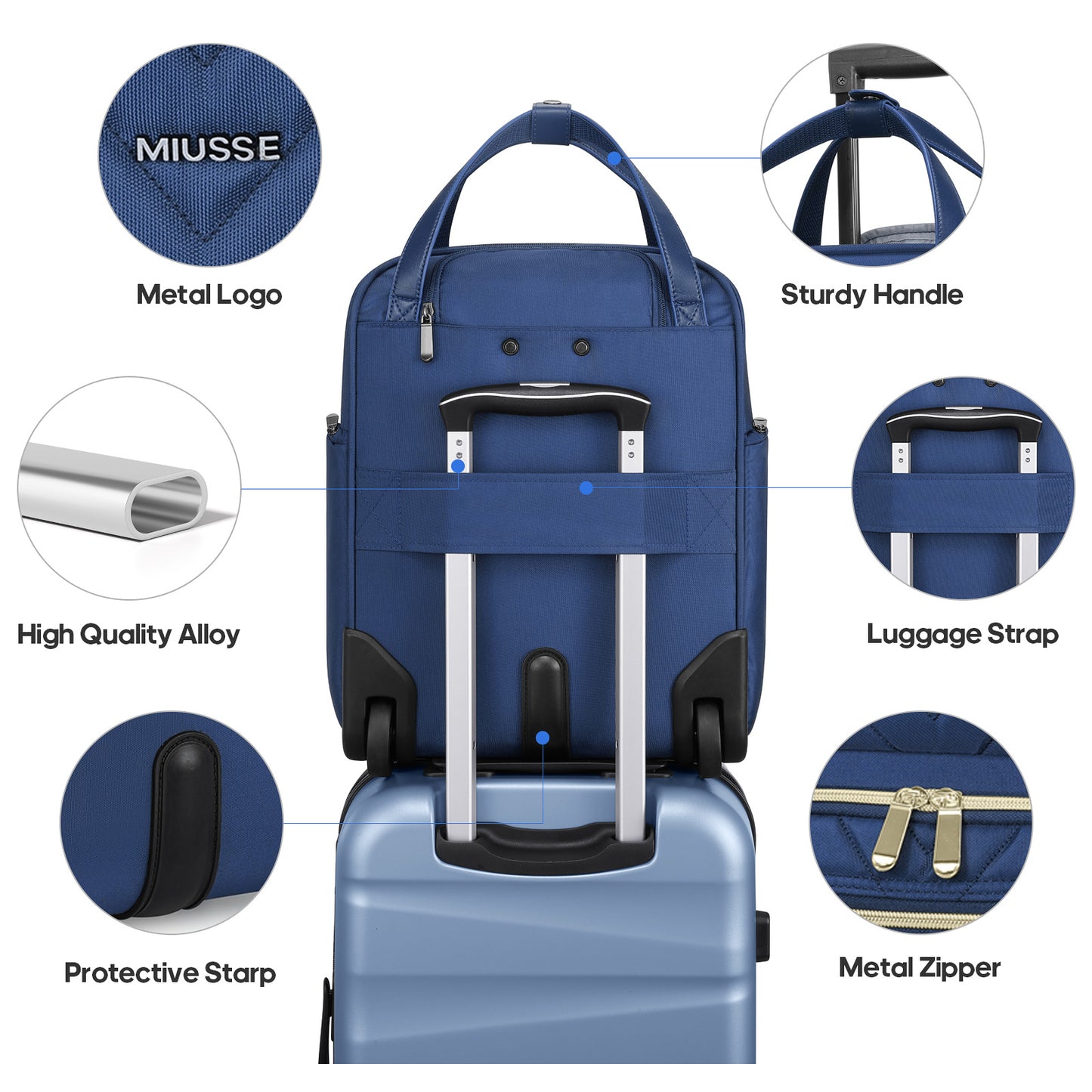 MIUSSE Underseat Carry on Luggage 16 Inch Soft Sided Luggage with Wheels and TSA Lock Airline Approved Small Suitcase for Men Women