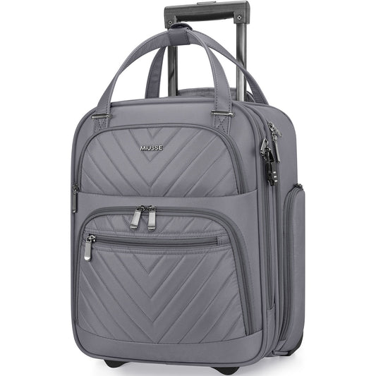 MIUSSE Underseat Carry on Luggage 16 Inch Soft Sided Luggage with Wheels and TSA Lock Airline Approved Small Suitcase for Men Women