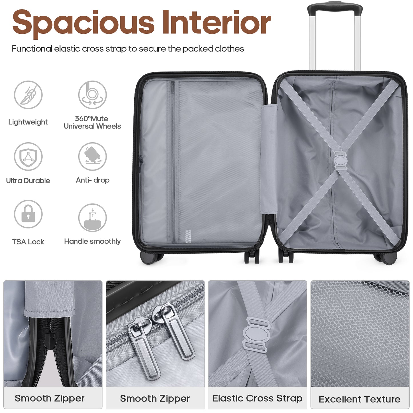 MIUSSE Carry On Luggae for Airplane, 20 Inch Carry On Suitcase with Spinner Wheels and TSA Lock, Hard Shell Luggage Sets 3 Piece with Travel Backpack