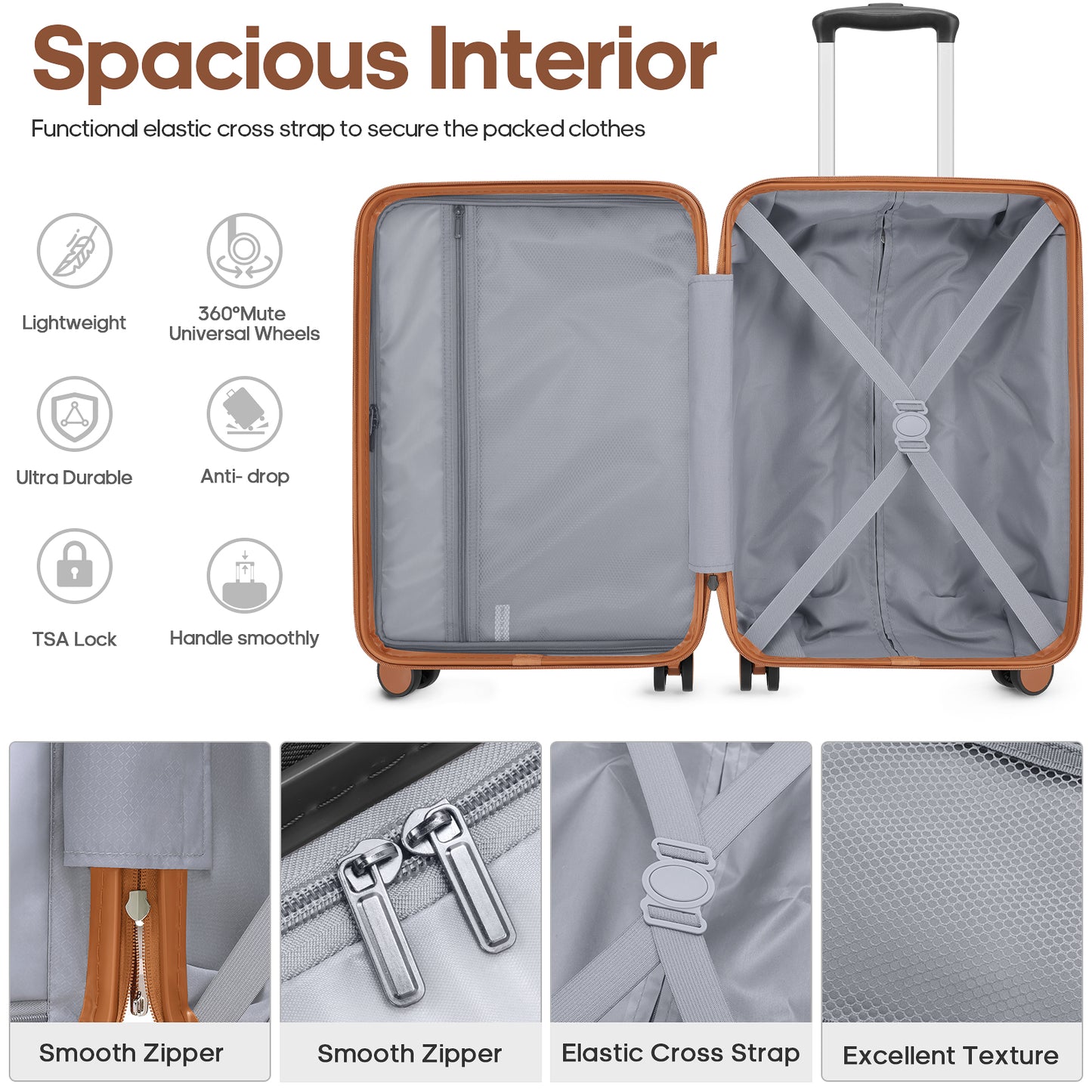 MIUSSE Carry On Luggae for Airplane, 20 Inch Carry On Suitcase with Spinner Wheels and TSA Lock, Hard Shell Luggage Sets 3 Piece with Travel Backpack