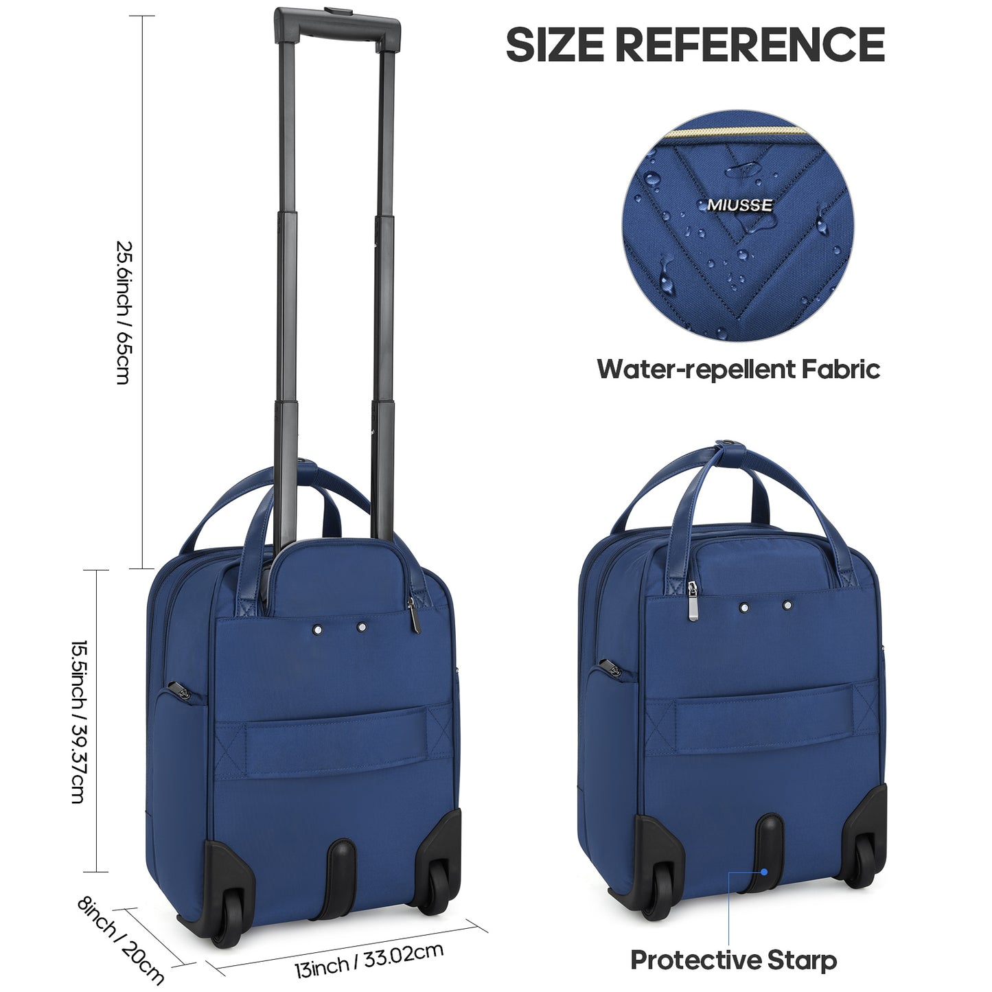 MIUSSE Underseat Carry on Luggage 16 Inch Soft Sided Luggage with Wheels and TSA Lock Airline Approved Small Suitcase for Men Women