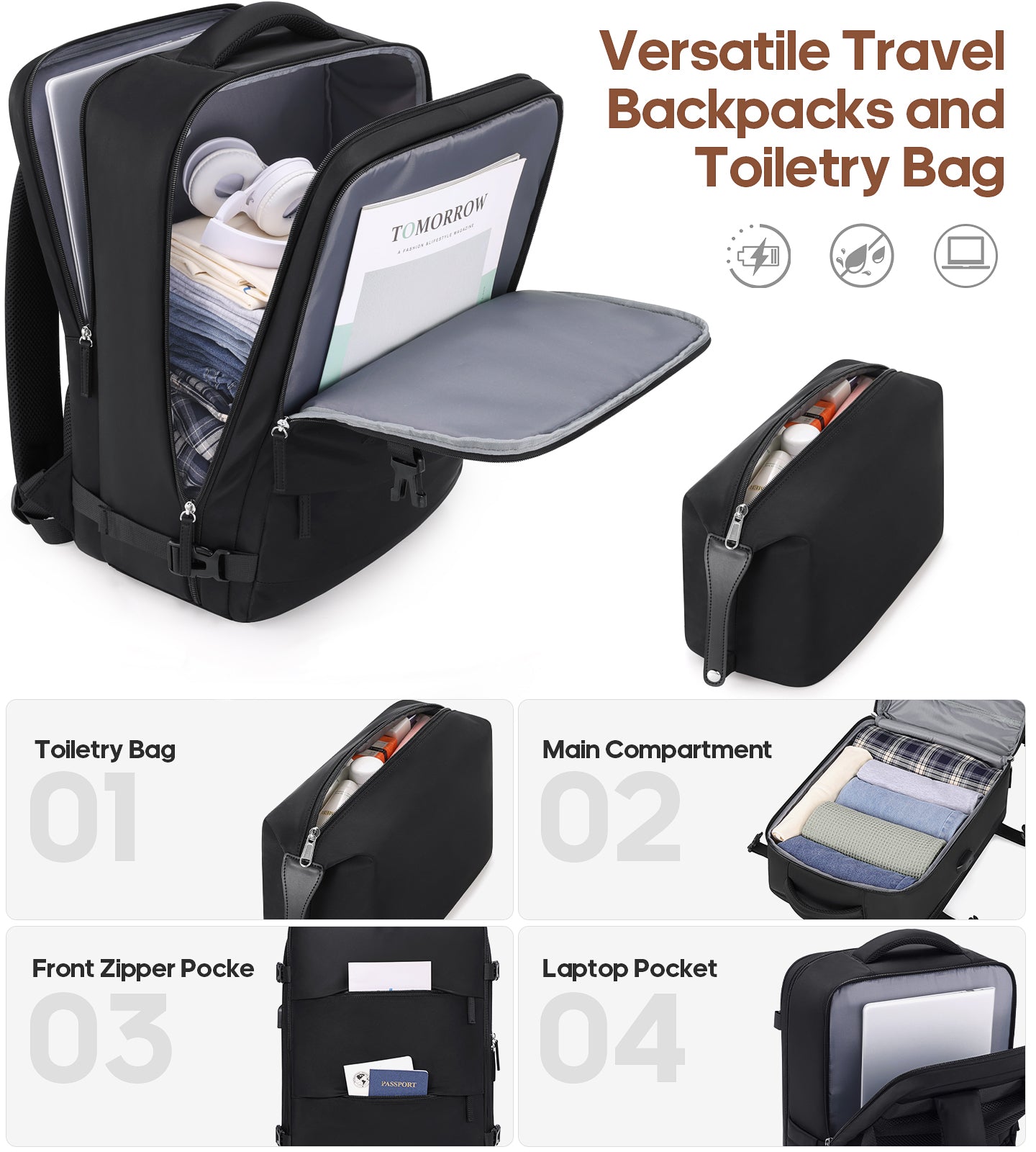 MIUSSE Carry On Luggae for Airplane, 20 Inch Carry On Suitcase with Spinner Wheels and TSA Lock, Hard Shell Luggage Sets 3 Piece with Travel Backpack