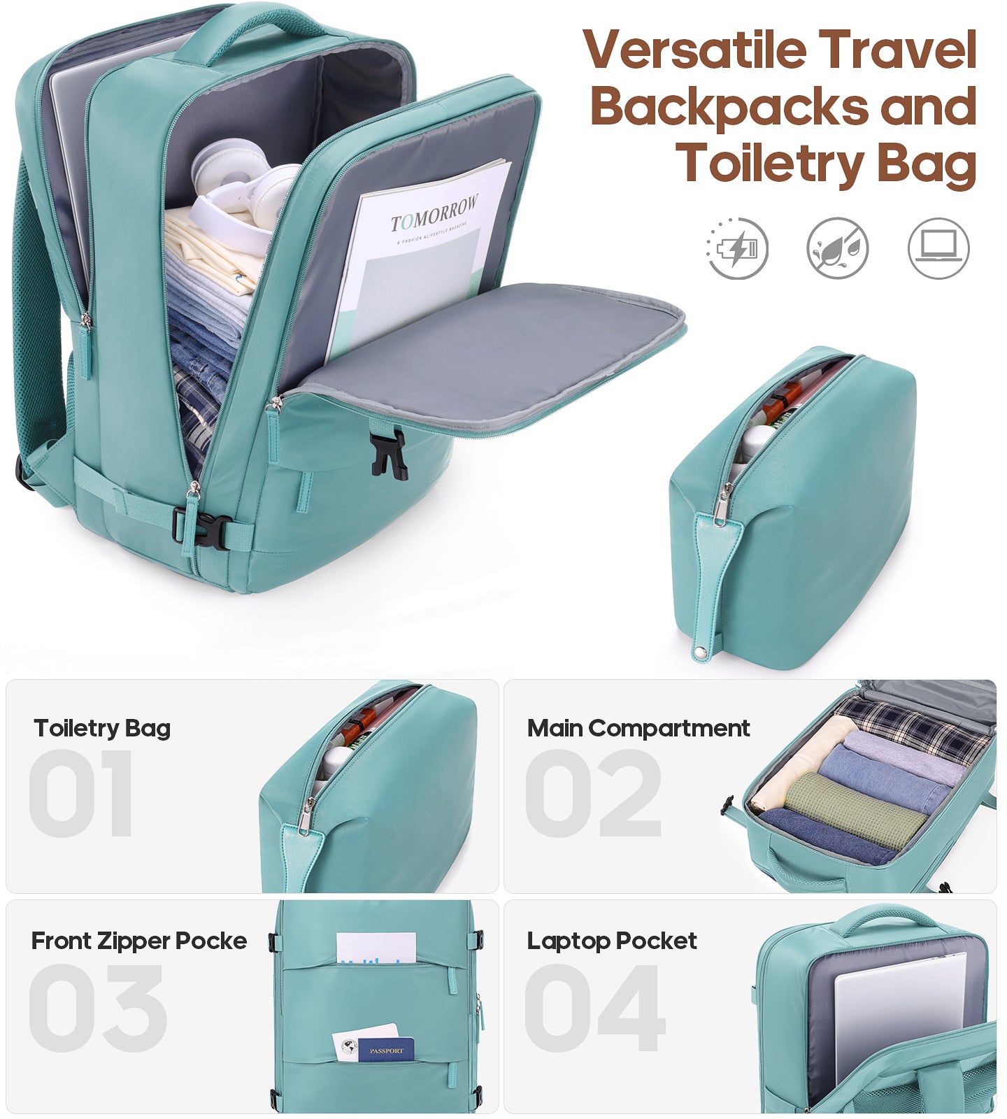 MIUSSE Carry On Luggae for Airplane, 20 Inch Carry On Suitcase with Spinner Wheels and TSA Lock, Hard Shell Luggage Sets 3 Piece with Travel Backpack