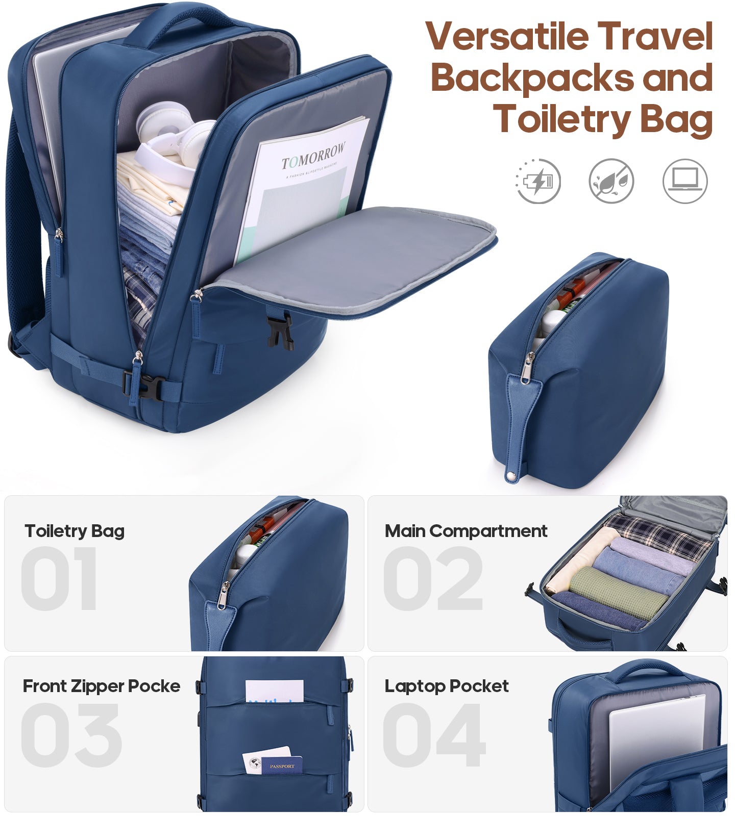 20 inch travel backpack MIUSSE Carry On Luggae for Airplane, 20 Inch Carry On Suitcase with Sp