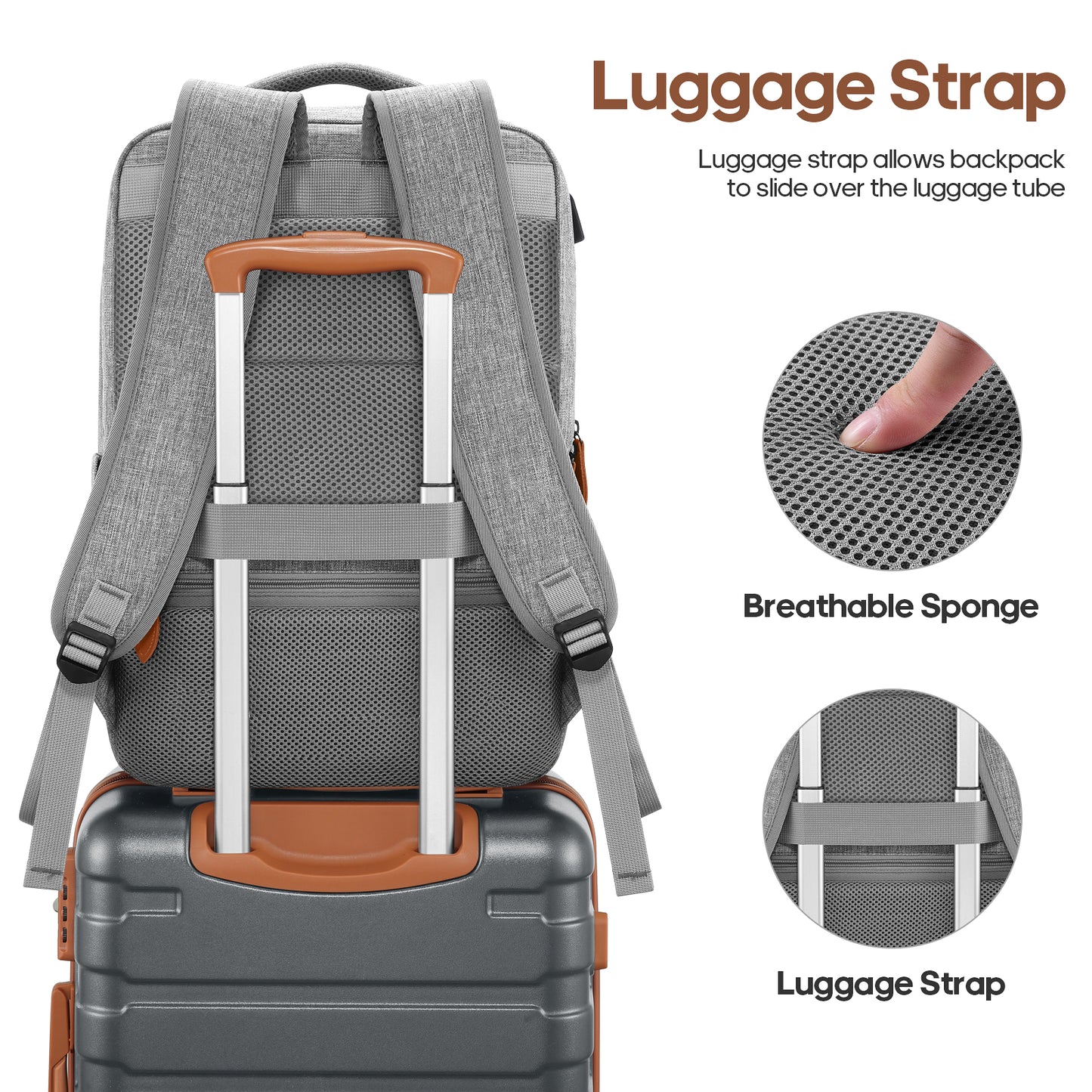 MIUSSE Carry on Luggage Set 3 Piece Hard Shell Luggage Sets with Spinner Wheels TSA Lock Carry on with Backpack Set