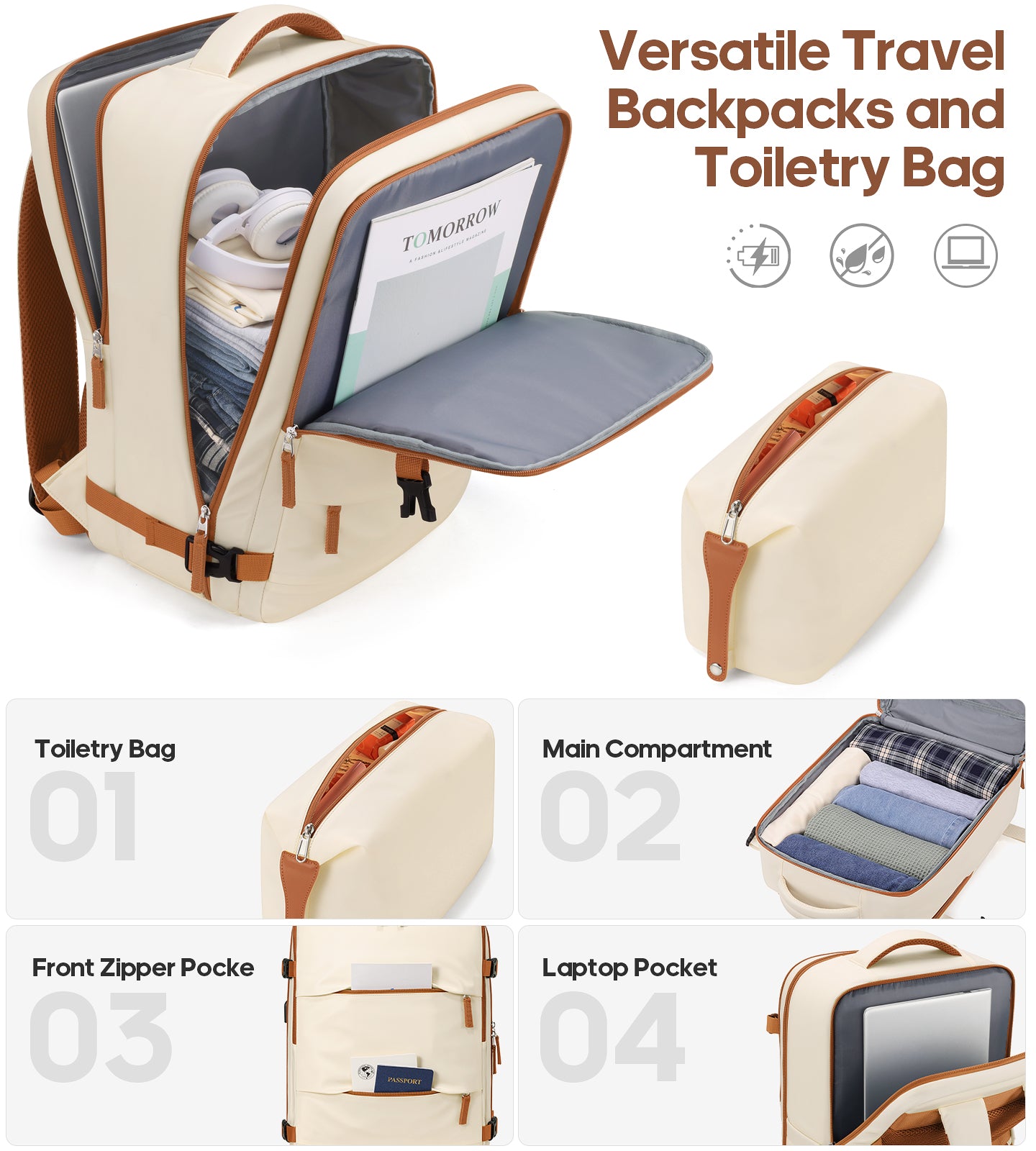 MIUSSE Carry On Luggae for Airplane, 20 Inch Carry On Suitcase with Spinner Wheels and TSA Lock, Hard Shell Luggage Sets 3 Piece with Travel Backpack