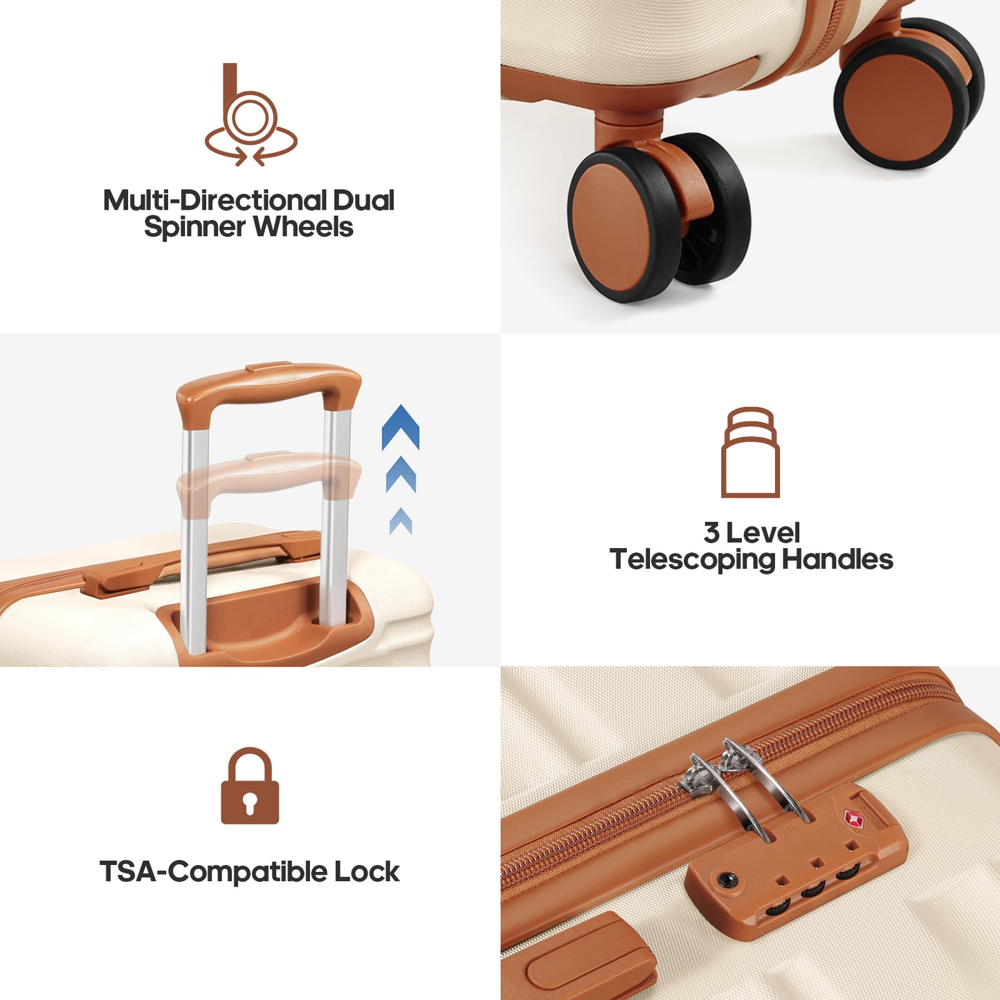 MIUSSE Carry On Luggae for Airplane, 20 Inch Carry On Suitcase with Spinner Wheels and TSA Lock, Hard Shell Luggage Sets 3 Piece with Travel Backpack