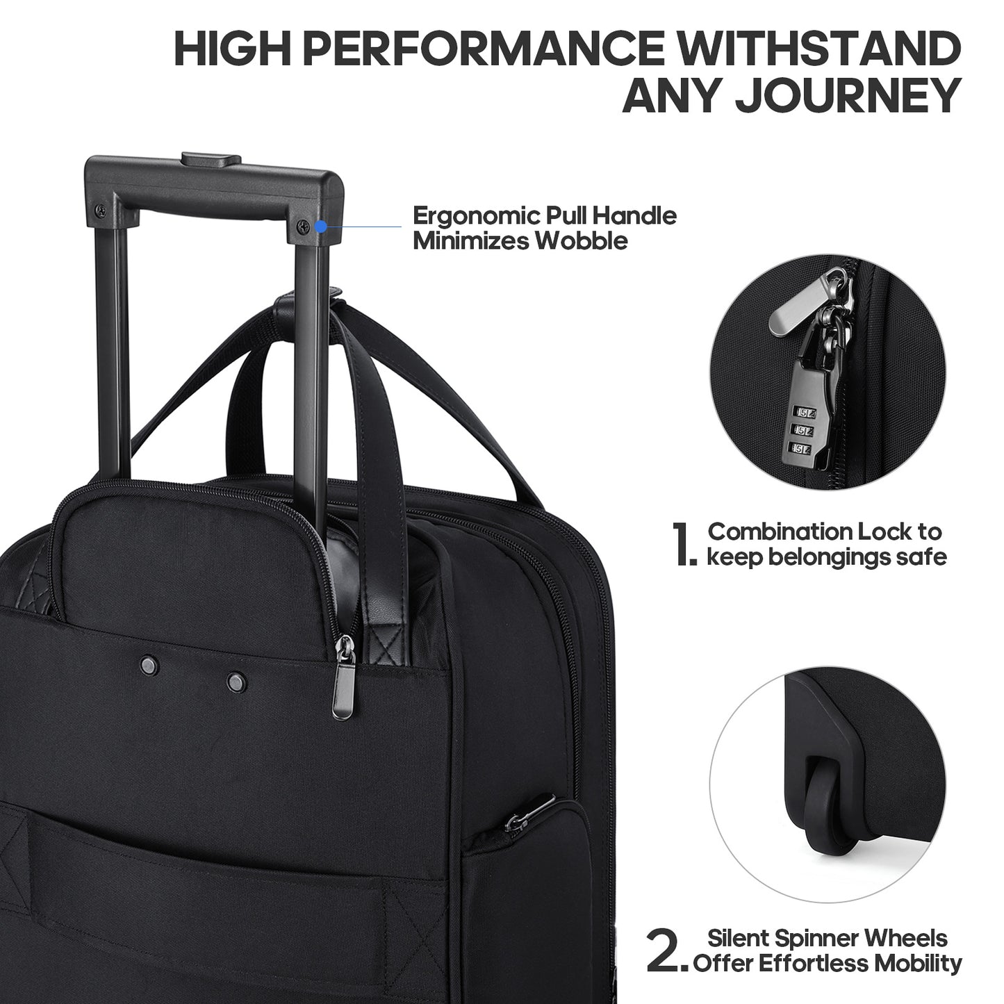 MIUSSE Underseat Carry on Luggage 16 Inch Soft Sided Luggage with Wheels and TSA Lock Airline Approved Small Suitcase for Men Women