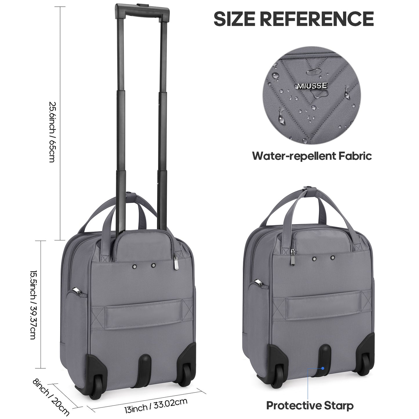 MIUSSE Underseat Carry on Luggage 16 Inch Soft Sided Luggage with Wheels and TSA Lock Airline Approved Small Suitcase for Men Women