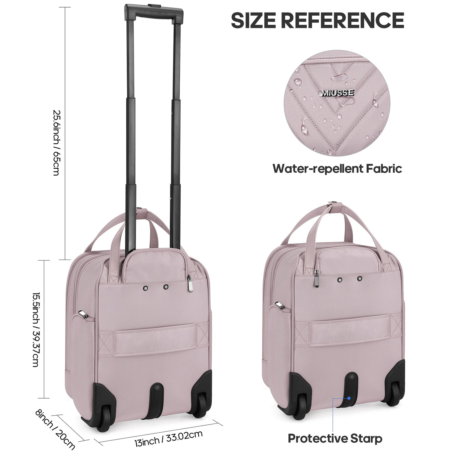 MIUSSE Underseat Carry on Luggage 16 Inch Soft Sided Luggage with Wheels and TSA Lock Airline Approved Small Suitcase for Men Women