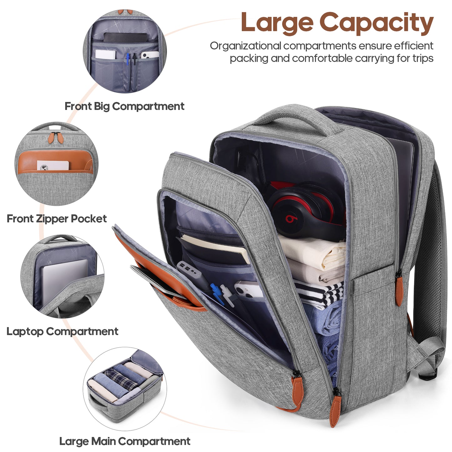 MIUSSE Carry on Luggage Set 3 Piece Hard Shell Luggage Sets with Spinner Wheels TSA Lock Carry on with Backpack Set