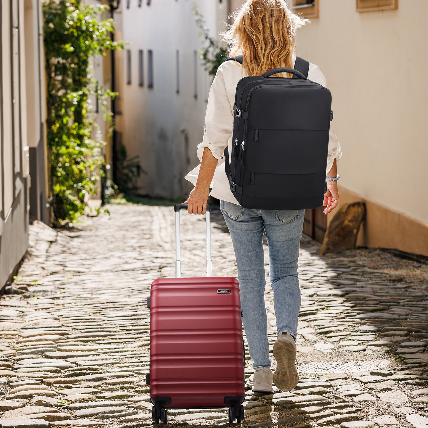 MIUSSE Carry On Luggae for Airplane, 20 Inch Carry On Suitcase with Spinner Wheels and TSA Lock, Hard Shell Luggage Sets 3 Piece with Travel Backpack