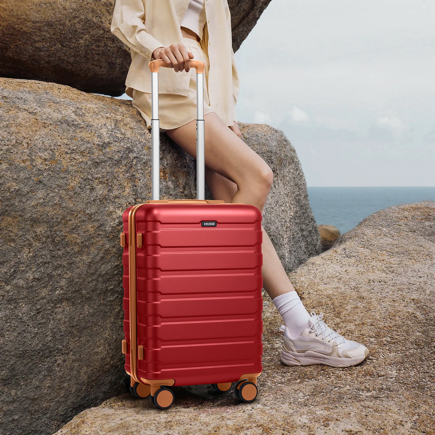 MIUSSE Carry on Luggage Set 3 Piece Hard Shell Luggage Sets with Spinner Wheels TSA Lock Carry on with Backpack Set