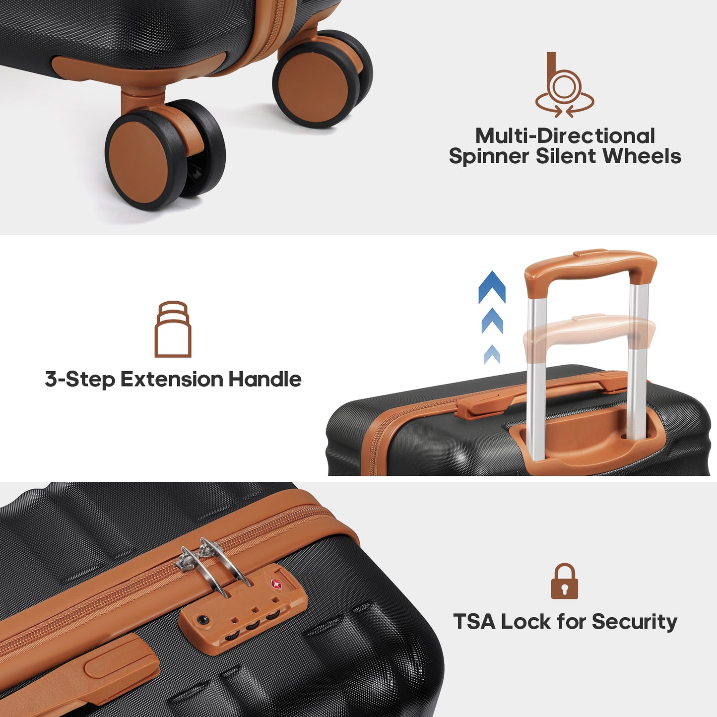 MIUSSE Hard Shell Luggage Sets 7 Pieces, 28/24/20 inch Suitcase Sets with Spinner Wheels & TSA Lock, Hard Case Luggage Set with Travel Backpack and Packing Cubes