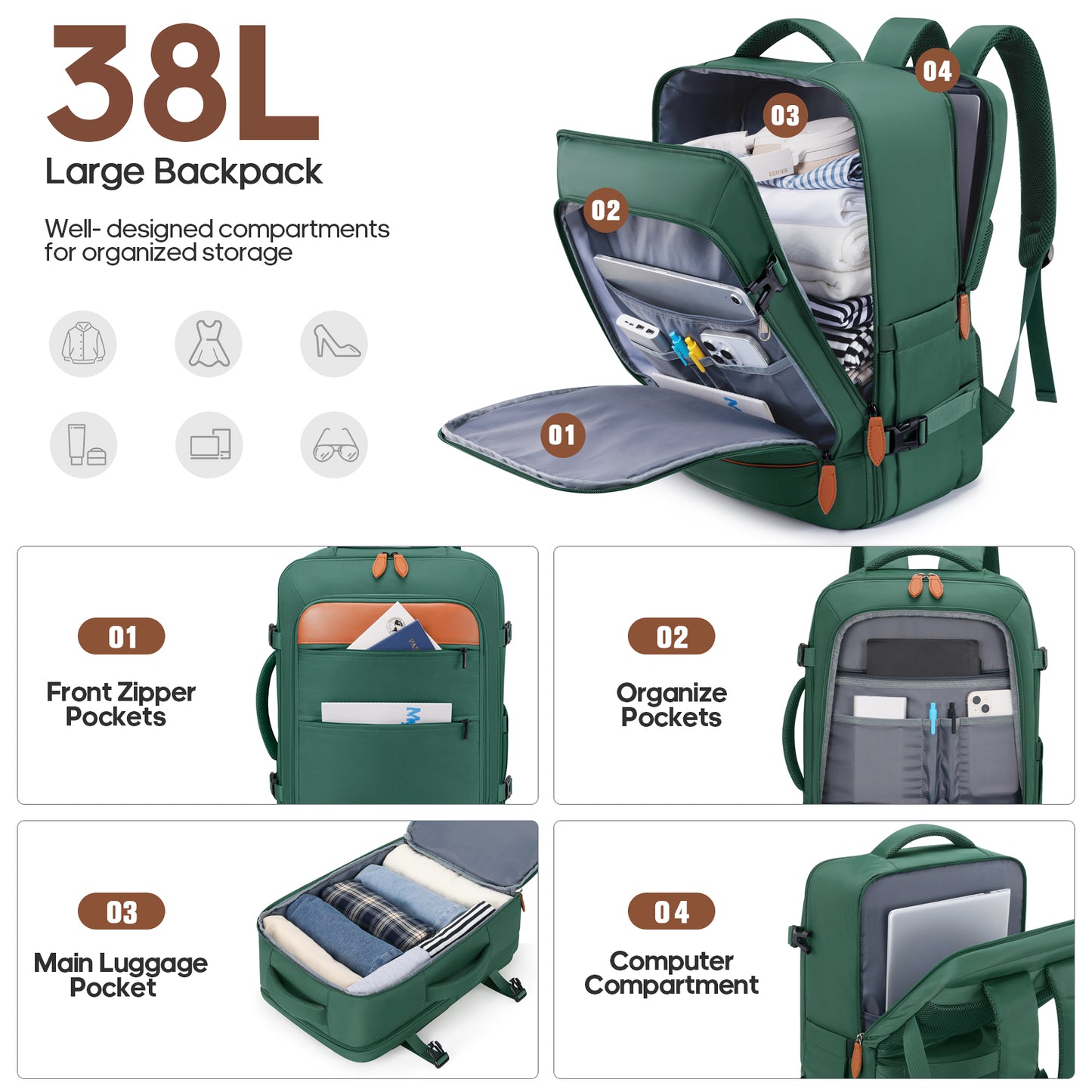 MIUSSE Hard Shell Luggage Sets 7 Pieces, 28/24/20 inch Suitcase Sets with Spinner Wheels & TSA Lock, Hard Case Luggage Set with Travel Backpack and Packing Cubes