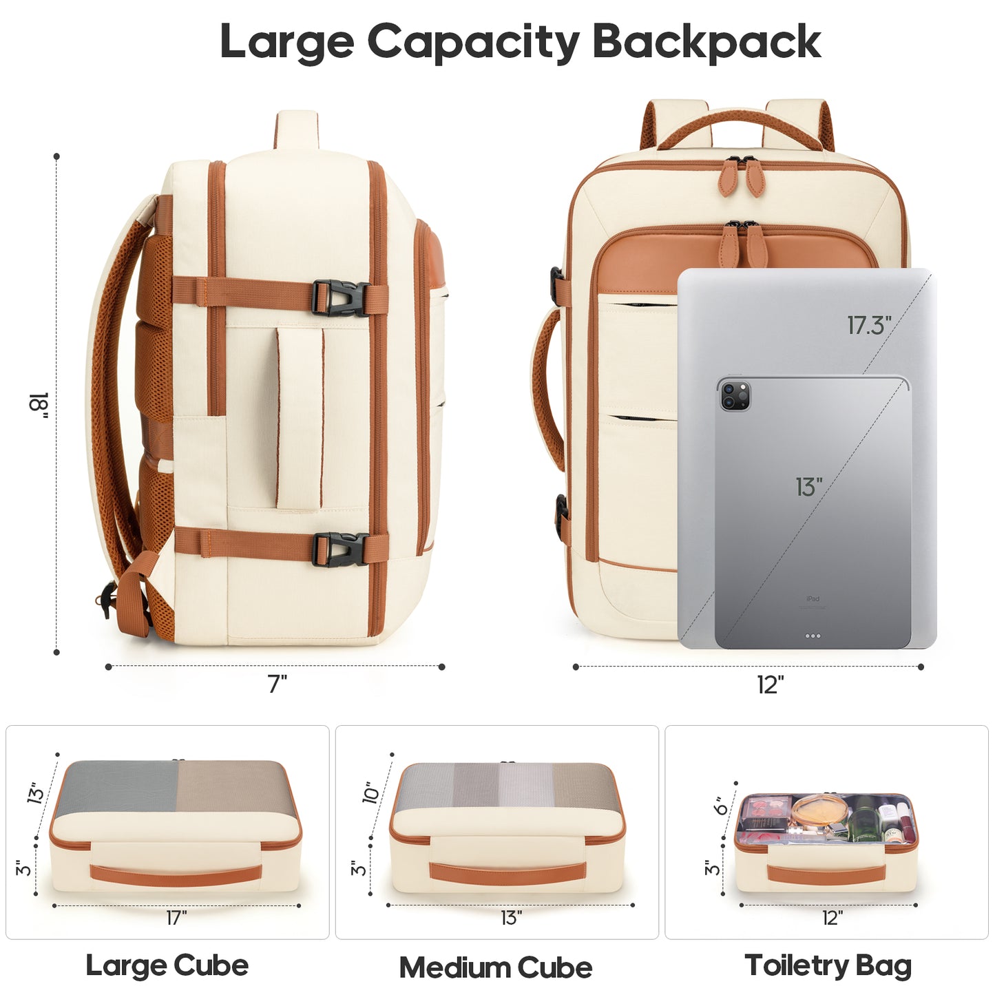 MIUSSE Hard Shell Luggage Sets 7 Pieces, 28/24/20 inch Suitcase Sets with Spinner Wheels & TSA Lock, Hard Case Luggage Set with Travel Backpack and Packing Cubes