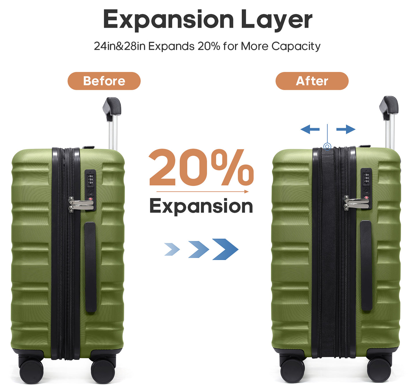 MIUSSE 5 Piece Luggage Set Expandable Hardside Luggage Sets with TSA Lock Spinner Wheels Poloycarbonate Carry On Luggage Suitcase