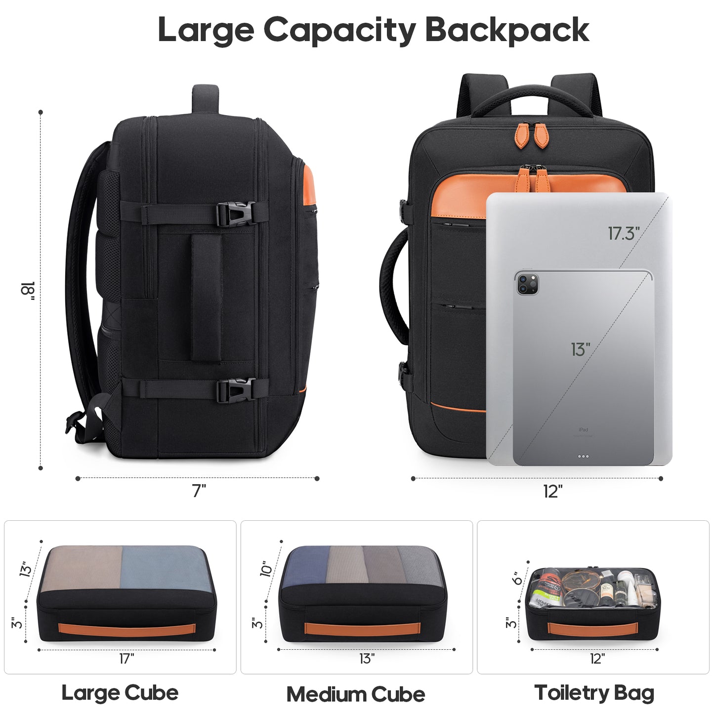 MIUSSE Hard Shell Luggage Sets 7 Pieces, 28/24/20 inch Suitcase Sets with Spinner Wheels & TSA Lock, Hard Case Luggage Set with Travel Backpack and Packing Cubes
