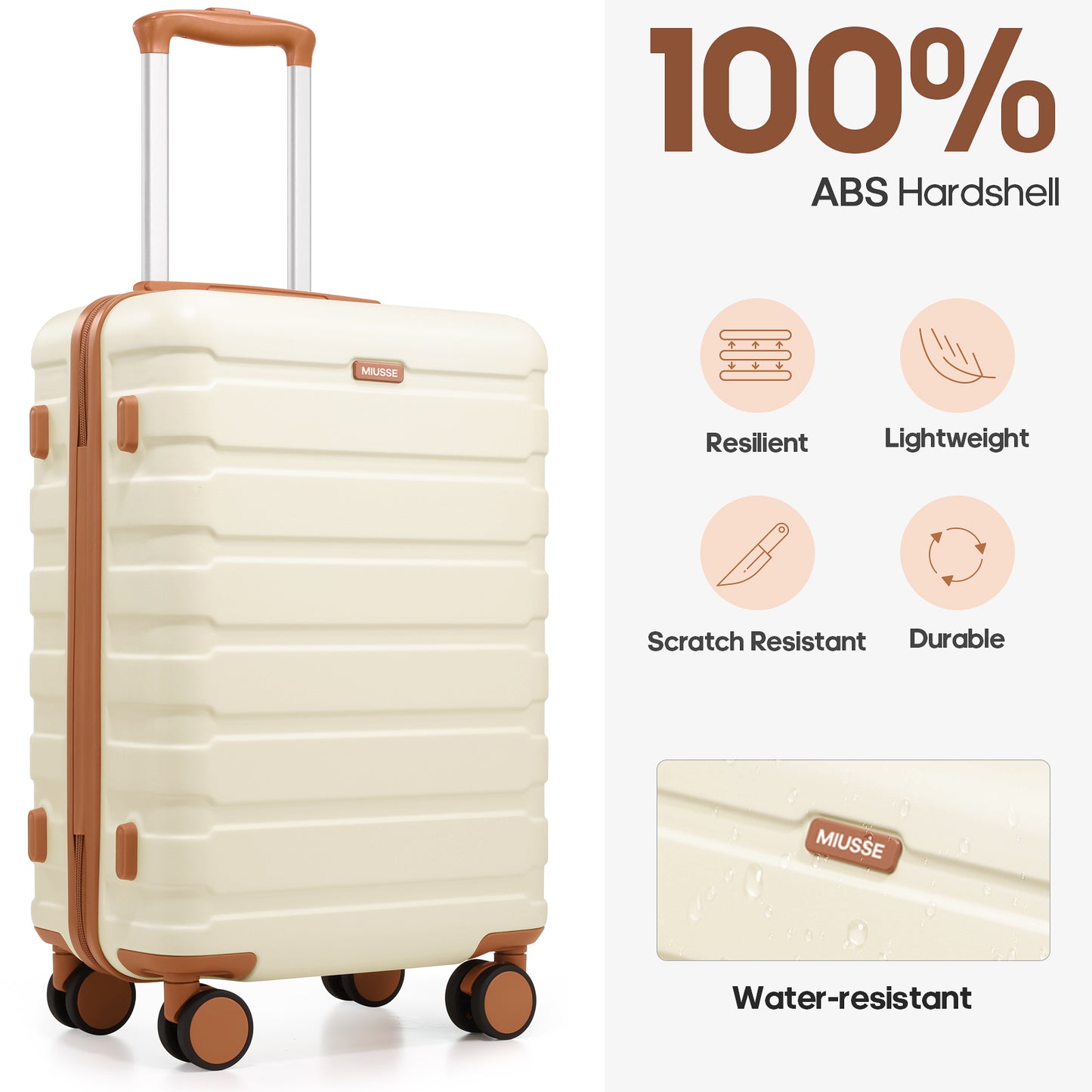 MIUSSE Hard Shell Luggage Sets 3 Piece, Luggage with Backpack Set, 20 Inch Hardside Suitcase with Spinner Wheels and TSA Lock, Carry On Suitcase With Travel Backpack for Men Women