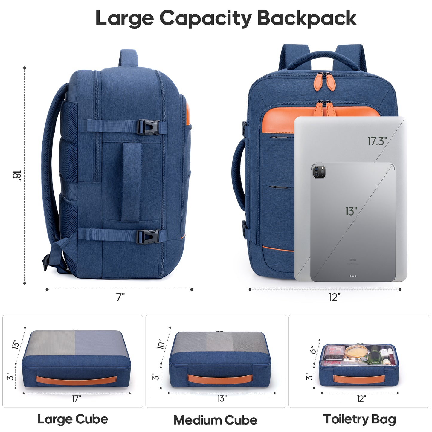 MIUSSE Hard Shell Luggage Sets 7 Pieces, 28/24/20 inch Suitcase Sets with Spinner Wheels & TSA Lock, Hard Case Luggage Set with Travel Backpack and Packing Cubes