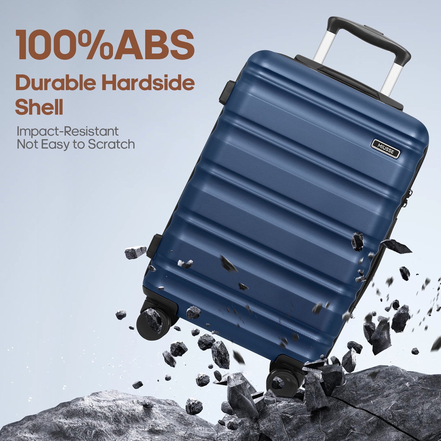 MIUSSE Carry On Luggae for Airplane, 20 Inch Carry On Suitcase with Spinner Wheels and TSA Lock, Hard Shell Luggage Sets 3 Piece with Travel Backpack