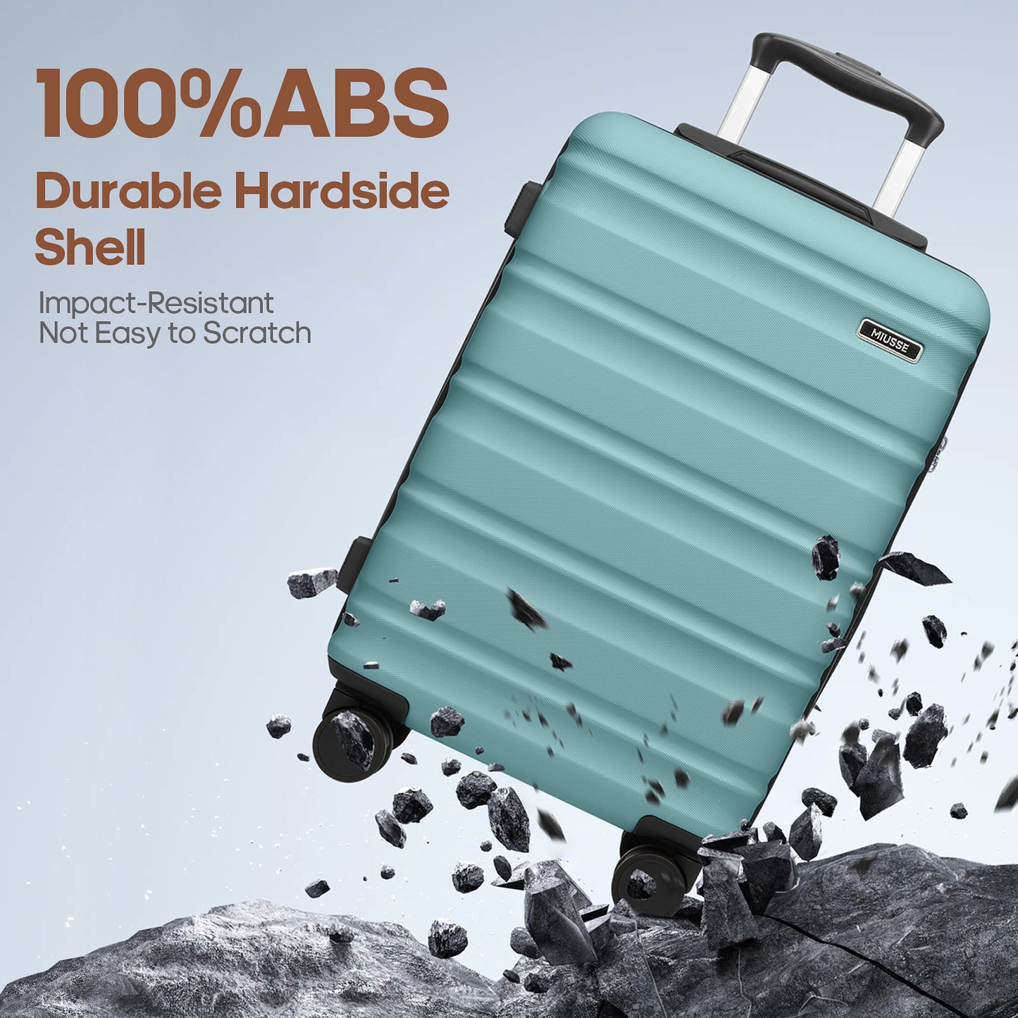 MIUSSE Carry On Luggae for Airplane, 20 Inch Carry On Suitcase with Spinner Wheels and TSA Lock, Hard Shell Luggage Sets 3 Piece with Travel Backpack