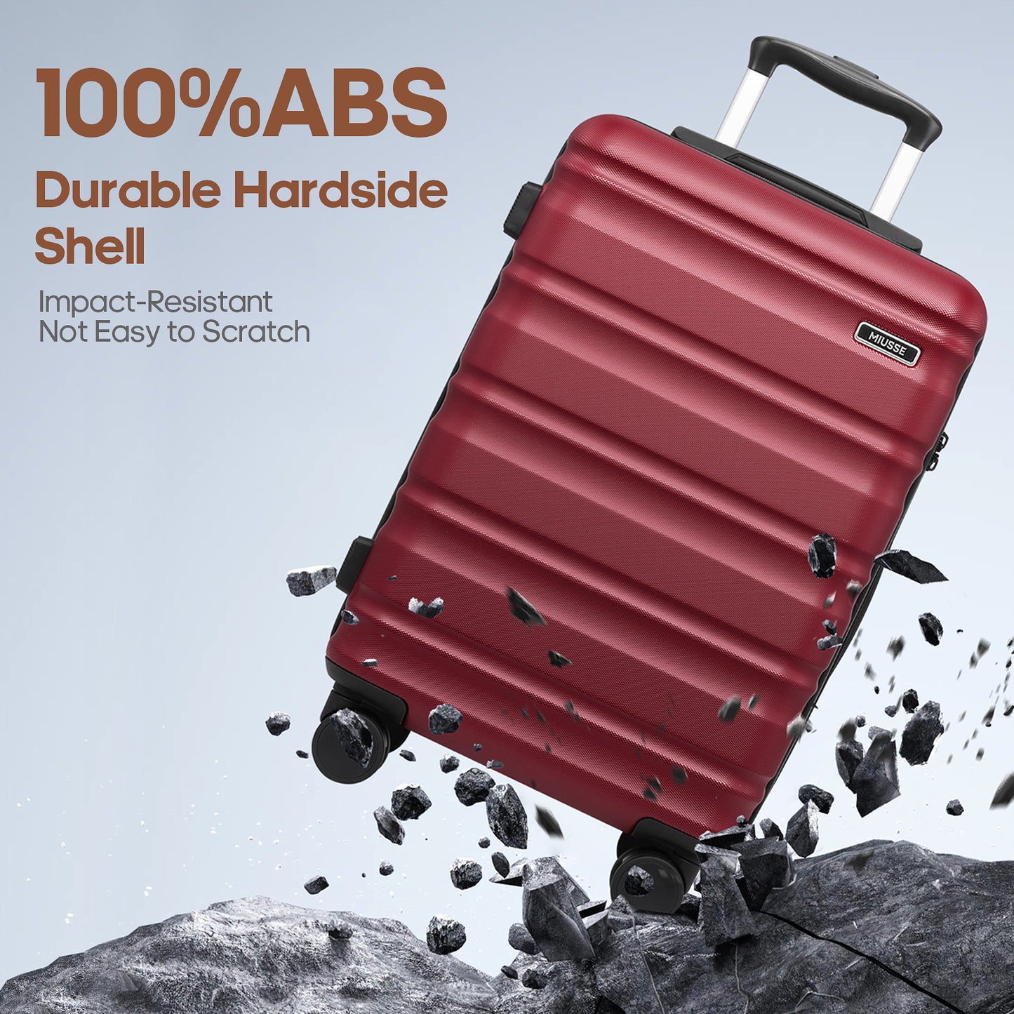 MIUSSE Carry On Luggae for Airplane, 20 Inch Carry On Suitcase with Spinner Wheels and TSA Lock, Hard Shell Luggage Sets 3 Piece with Travel Backpack