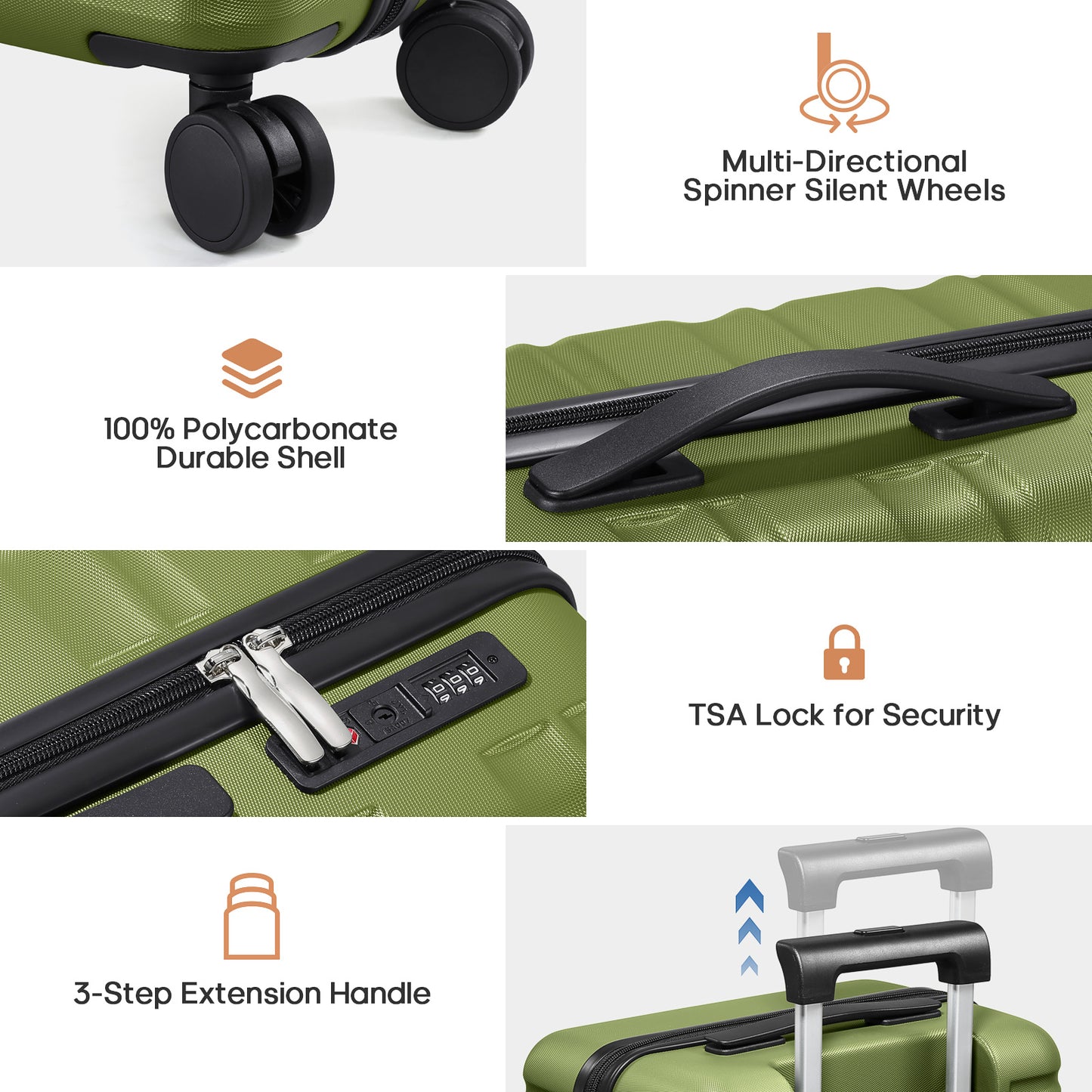 MIUSSE 5 Piece Luggage Set Expandable Hardside Luggage Sets with TSA Lock Spinner Wheels Poloycarbonate Carry On Luggage Suitcase