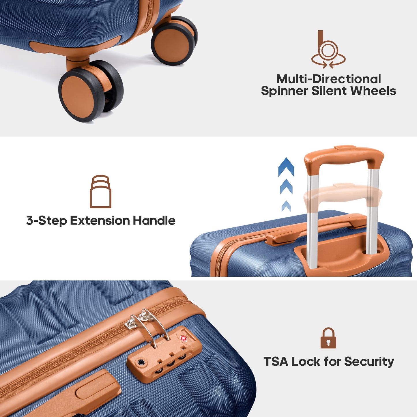 MIUSSE Hard Shell Luggage Sets 7 Pieces, 28/24/20 inch Suitcase Sets with Spinner Wheels & TSA Lock, Hard Case Luggage Set with Travel Backpack and Packing Cubes