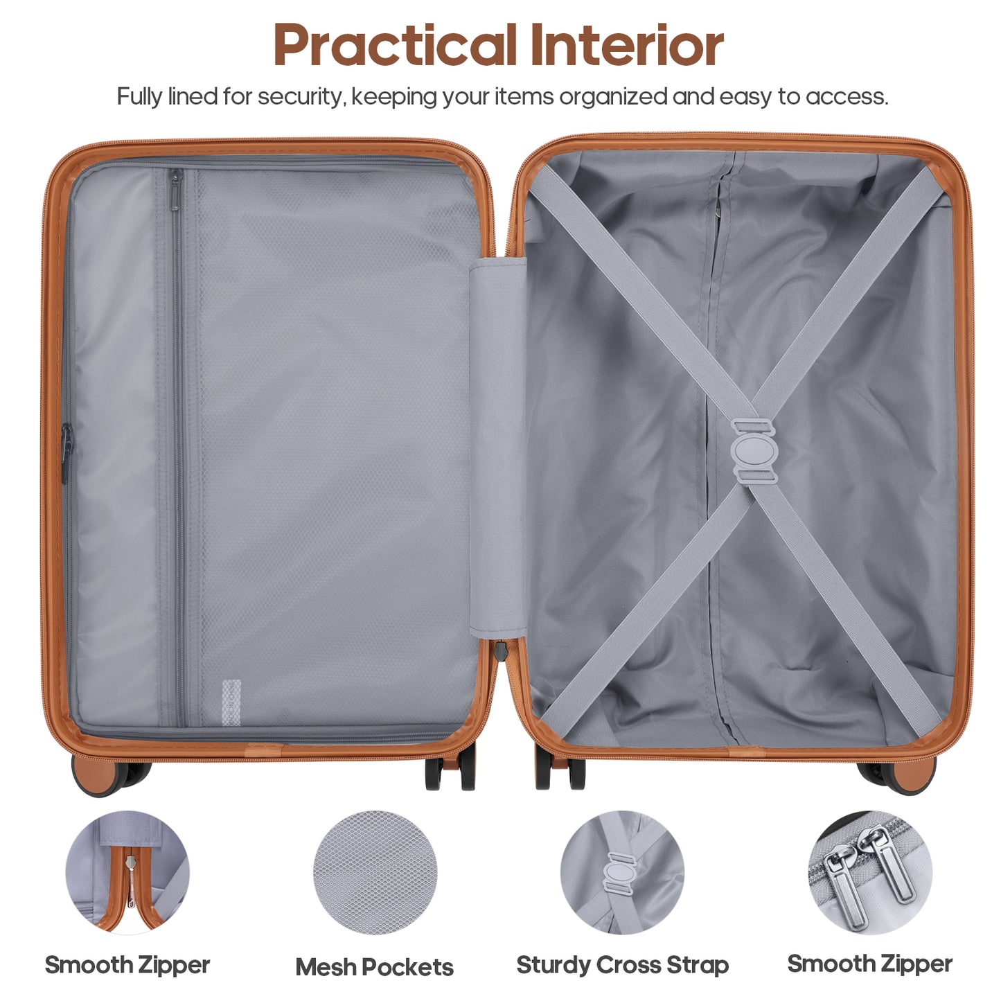 MIUSSE Hardshell Luggage Sets 3 Pieces, Hardside Lightweight Suitcase with Spinner Wheels and TSA Lock, Black Luggage Set 20in24in28in