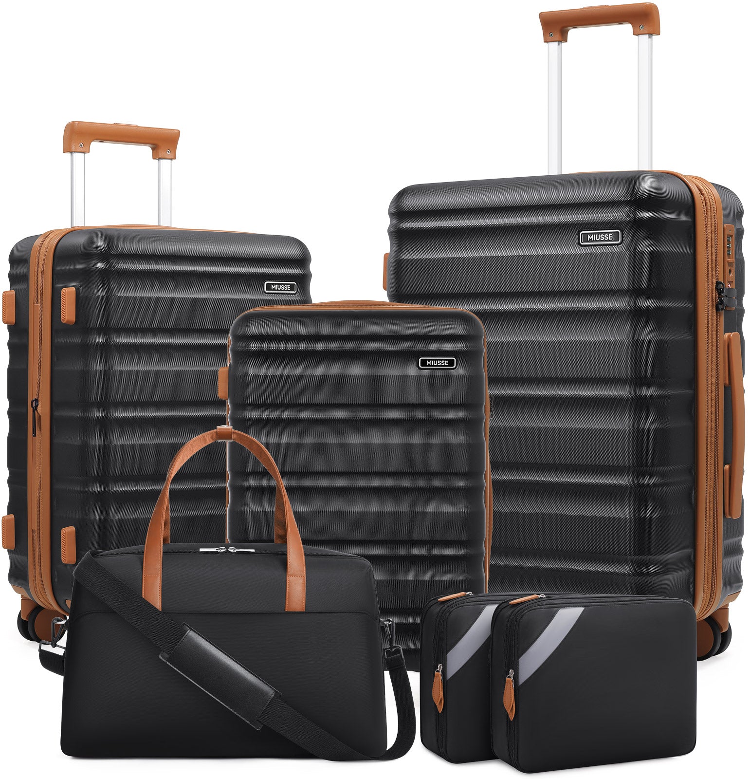 MIUSSE 5 Piece Luggage Set, Hardshell Lightweight Suitcase with TSA Lo