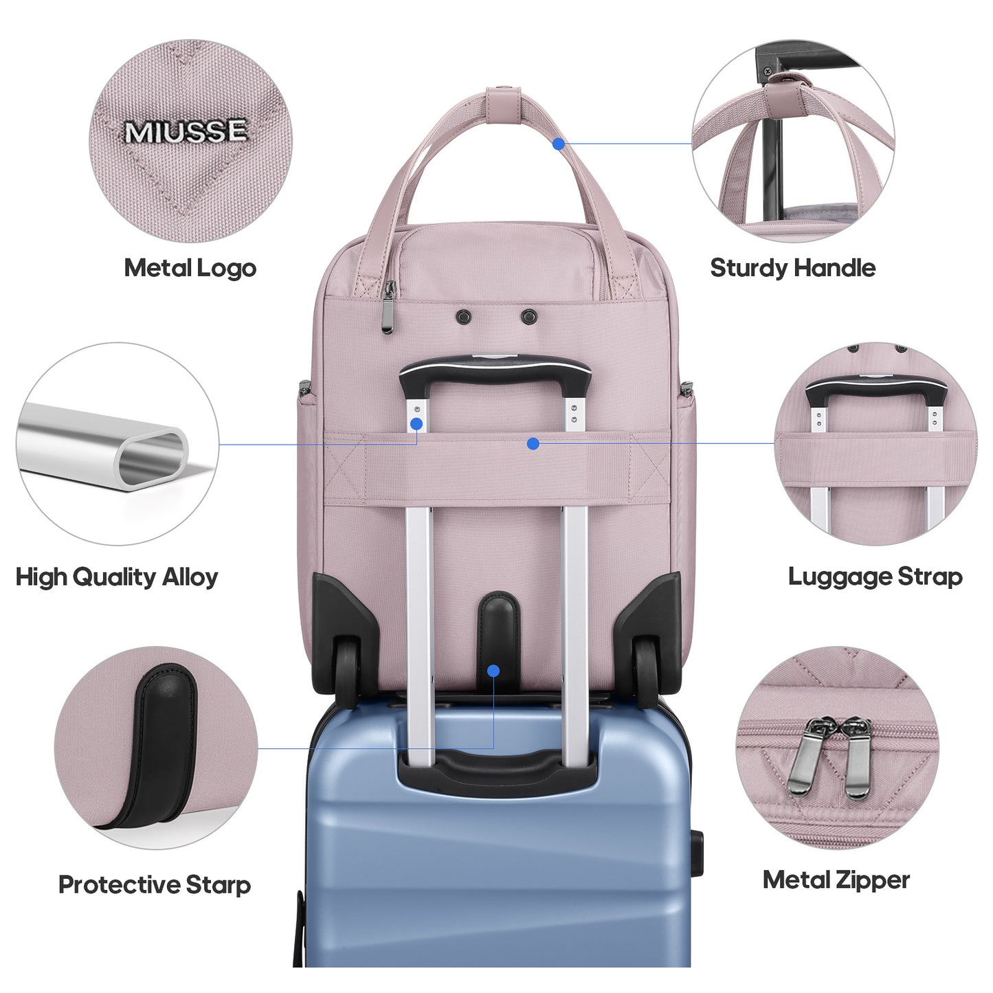 MIUSSE Underseat Carry on Luggage 16 Inch Soft Sided Luggage with Wheels and TSA Lock Airline Approved Small Suitcase for Men Women