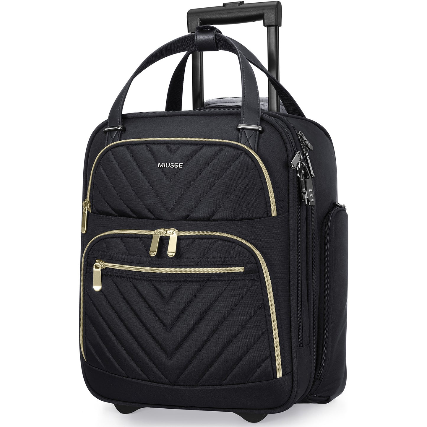 MIUSSE Underseat Carry on Luggage 16 Inch Soft Sided Luggage with Wheels and TSA Lock Airline Approved Small Suitcase for Men Women