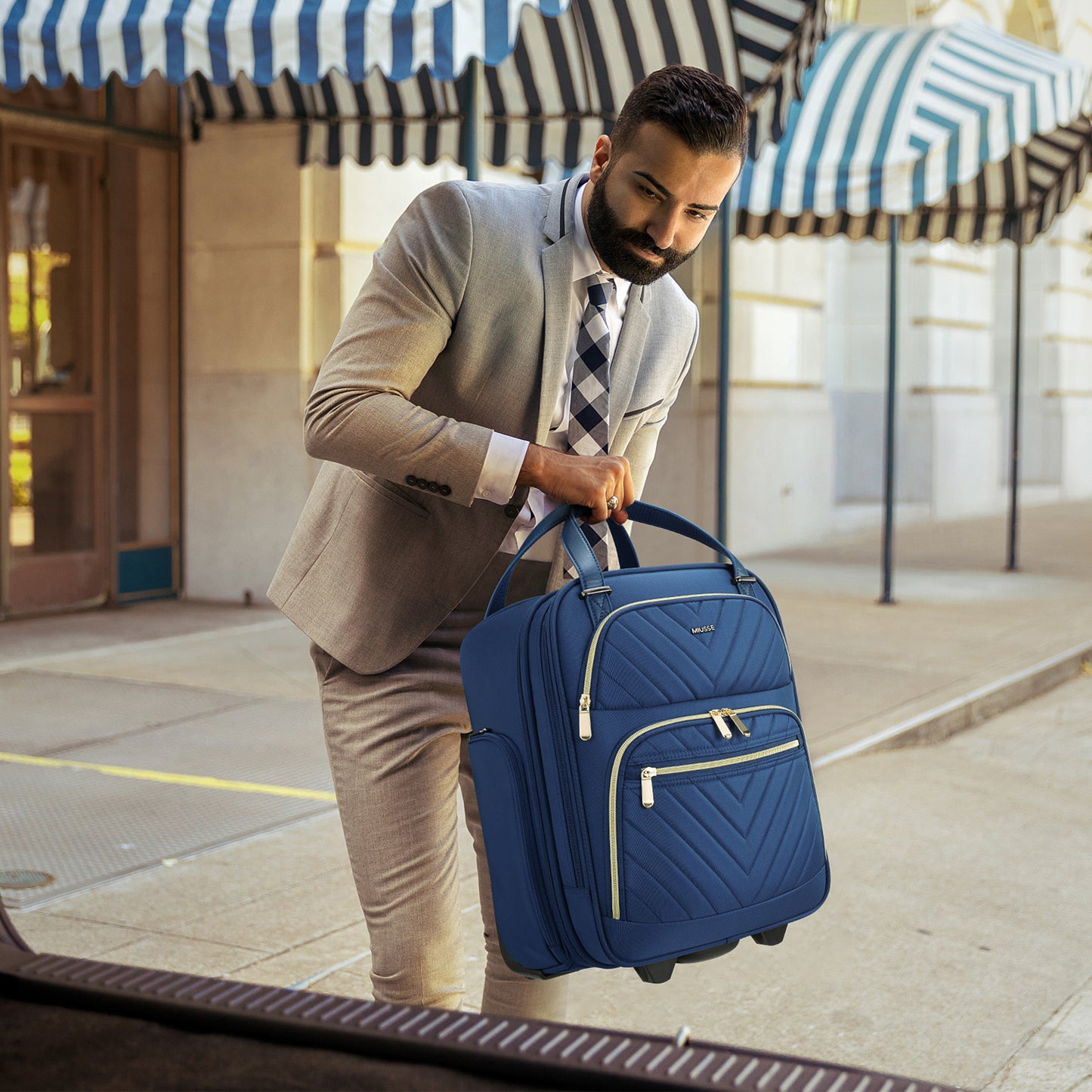 MIUSSE Underseat Carry on Luggage 16 Inch Soft Sided Luggage with Wheels and TSA Lock Airline Approved Small Suitcase for Men Women