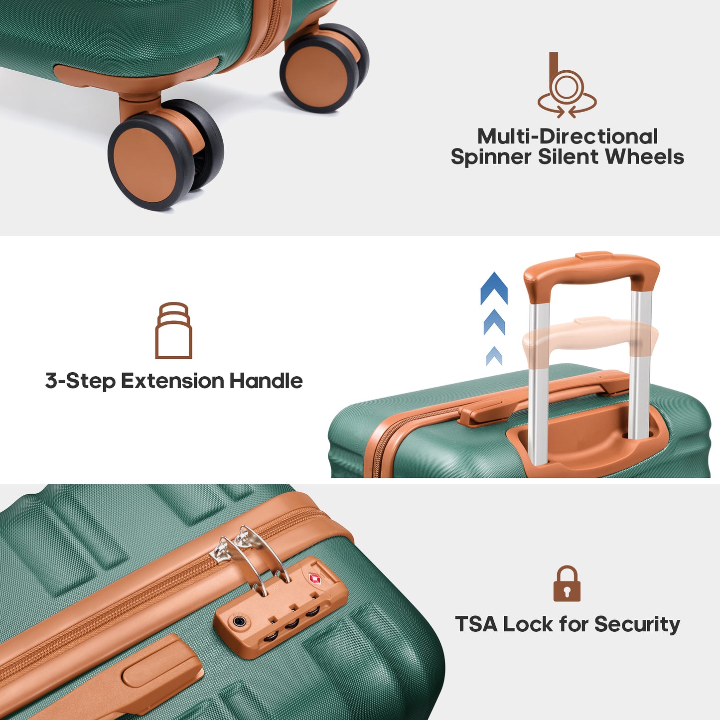 MIUSSE Hard Shell Luggage Sets 7 Pieces, 28/24/20 inch Suitcase Sets with Spinner Wheels & TSA Lock, Hard Case Luggage Set with Travel Backpack and Packing Cubes