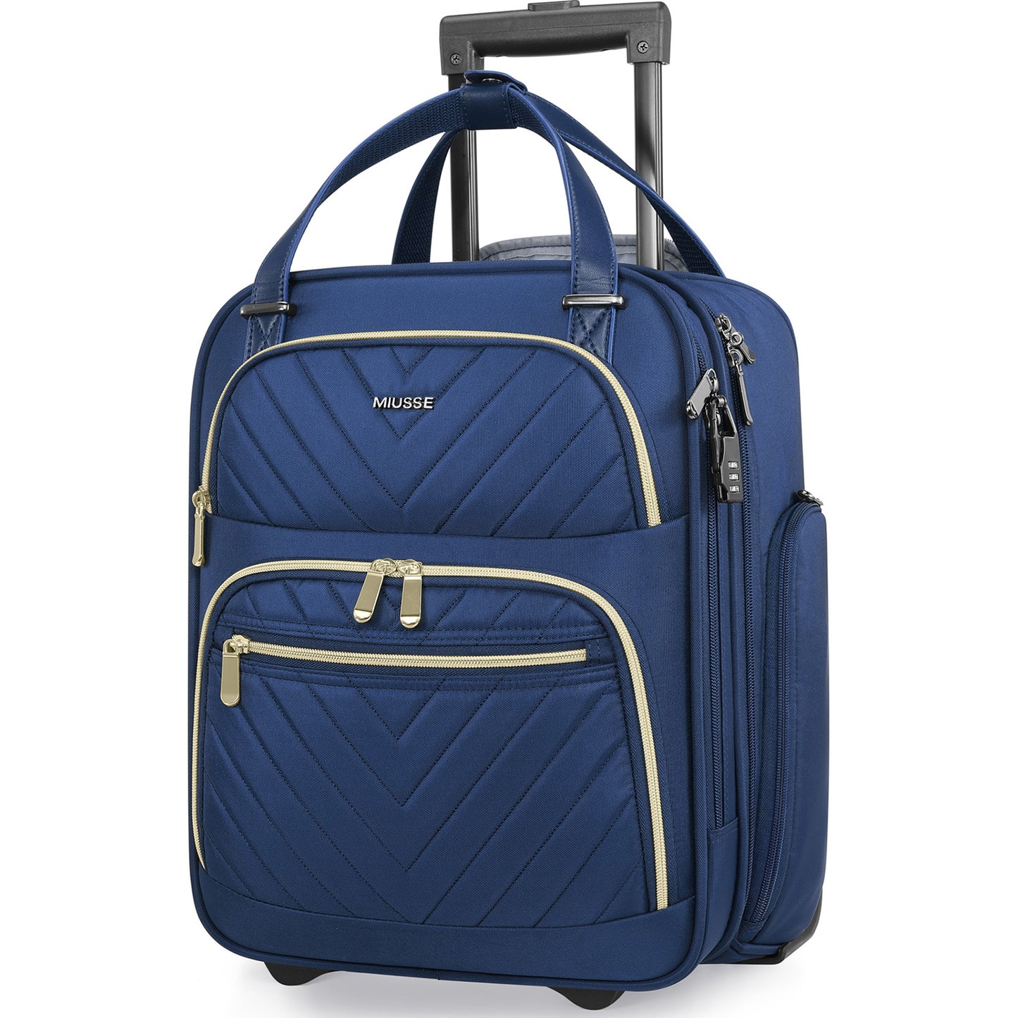 MIUSSE Underseat Carry on Luggage 16 Inch Soft Sided Luggage with Wheels and TSA Lock Airline Approved Small Suitcase for Men Women