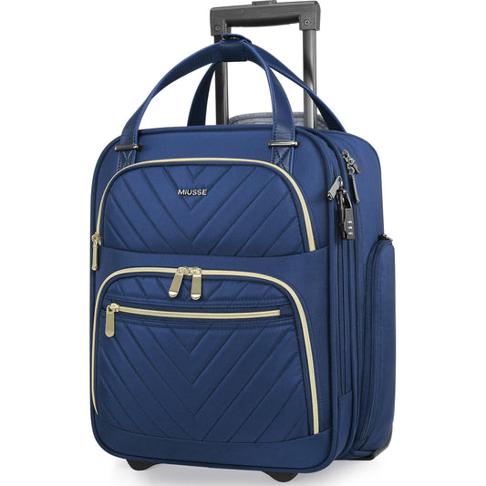 MIUSSE Underseat Carry on Luggage 16 Inch Soft Sided Luggage with Wheels and TSA Lock Airline Approved Small Suitcase for Men Women
